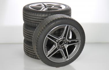 Juego completo de ruedas de verano de aleación de 18 pulgadas con neumáticos Bridgestone para Clase B 247, CLA 118 y otros, original Mercedes-AMG