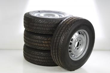 Juego completo de ruedas de verano de acero de 16 pulgadas con neumáticos Continental para Sprinter VS30 Hinterradantrieb 907, original Mercedes-Benz