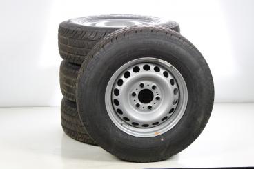 Juego completo de ruedas de verano de acero de 16 pulgadas con neumáticos Continental para Sprinter VS30 Hinterradantrieb 907, original Mercedes-Benz