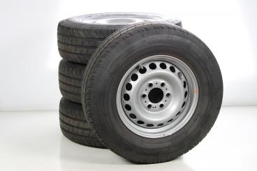Juego completo de ruedas de verano de acero de 16 pulgadas con neumáticos Continental para Sprinter VS30 Hinterradantrieb 907, original Mercedes-Benz