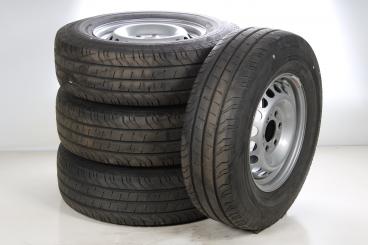Juego completo de ruedas de verano de acero de 16 pulgadas con neumáticos Continental para Sprinter VS30 Hinterradantrieb 907, original Mercedes-Benz