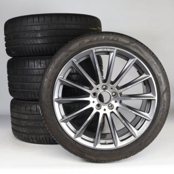 Juego completo de ruedas de verano de aleación de 20 pulgadas con neumáticos Pirelli para Clase S 223, original Mercedes-AMG
